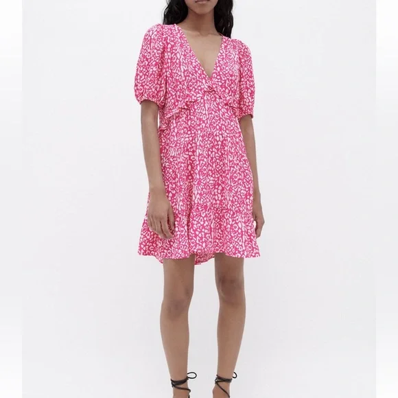 Zara pink and white animal print dress - Picture 1 of 6
